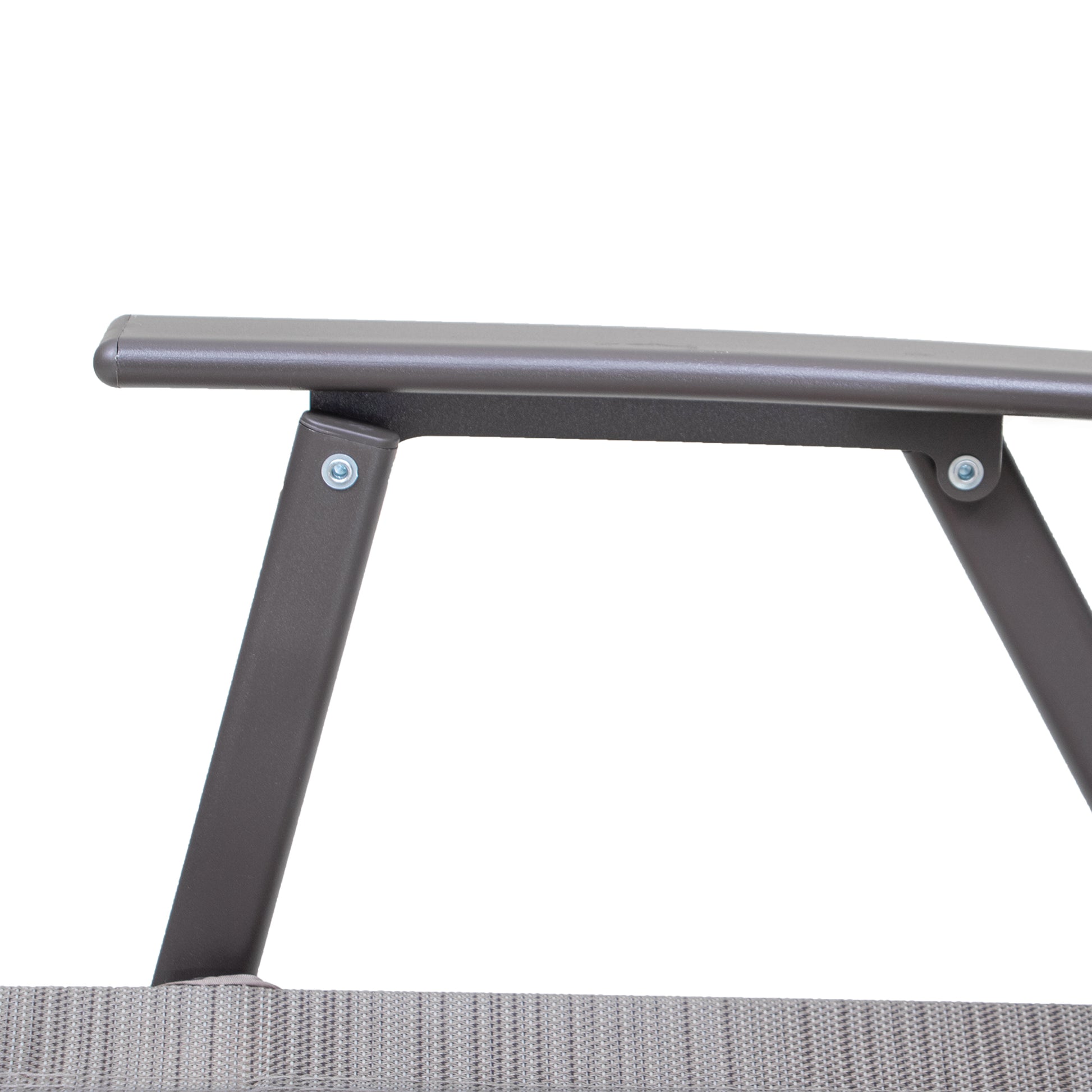 Set of Four Brown Steel Sling Outdoor Folding Arm Chairs By Homeroots | Outdoor Chairs | Modishstore - 7