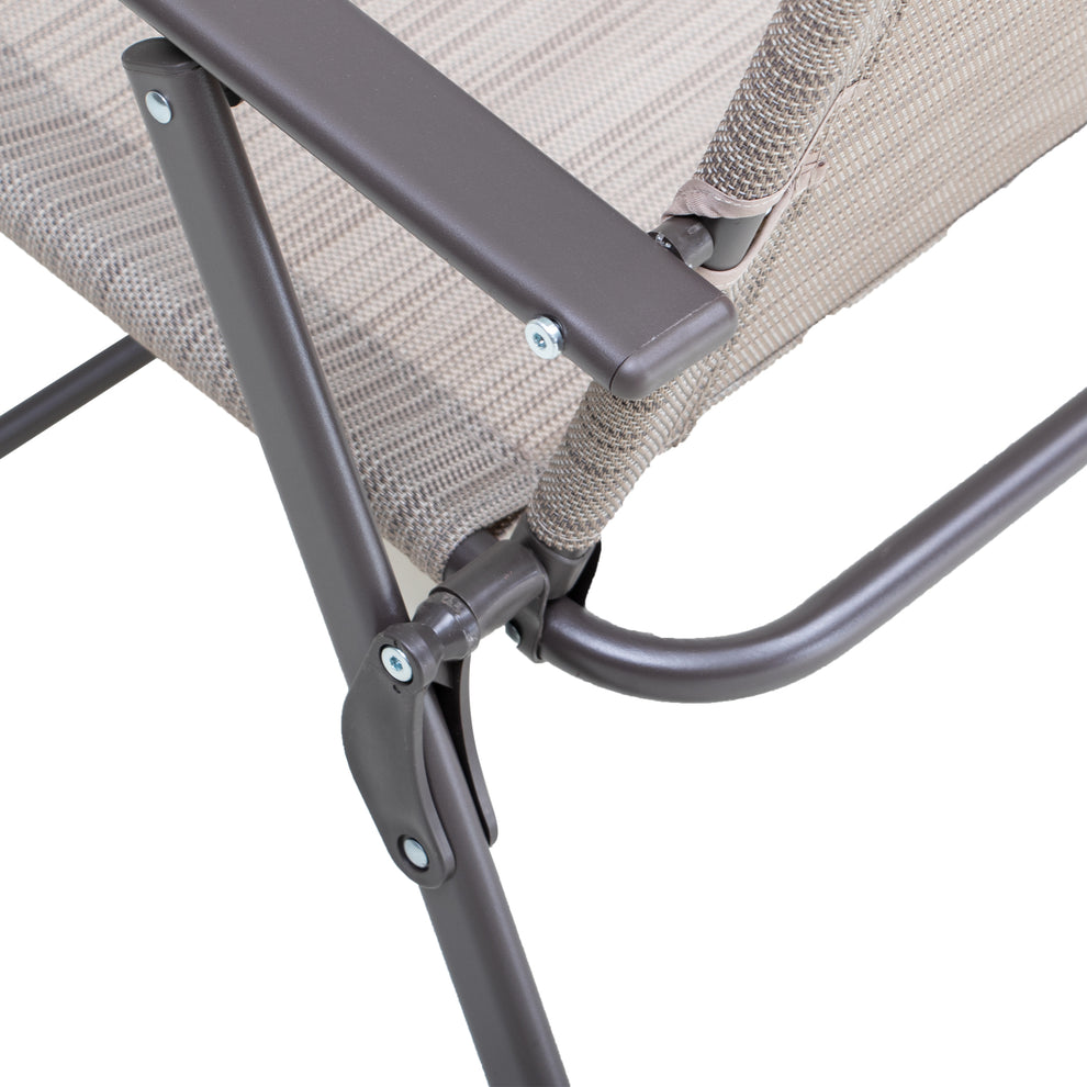 Set of Four Brown Steel Sling Outdoor Folding Arm Chairs By Homeroots | Outdoor Chairs | Modishstore - 2