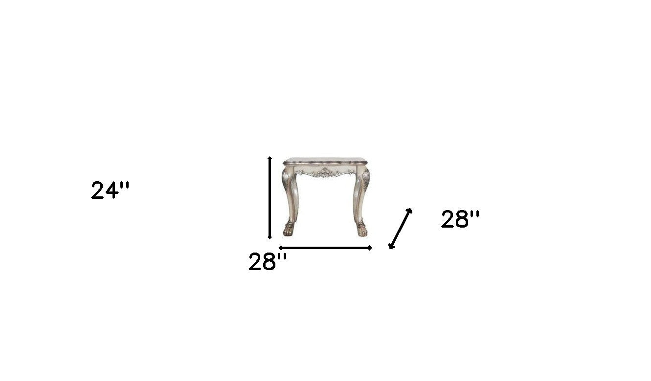 Vintage Bone White Solid Wood And Polyresin Square End Table By Homeroots | End Tables | Modishstore - 5