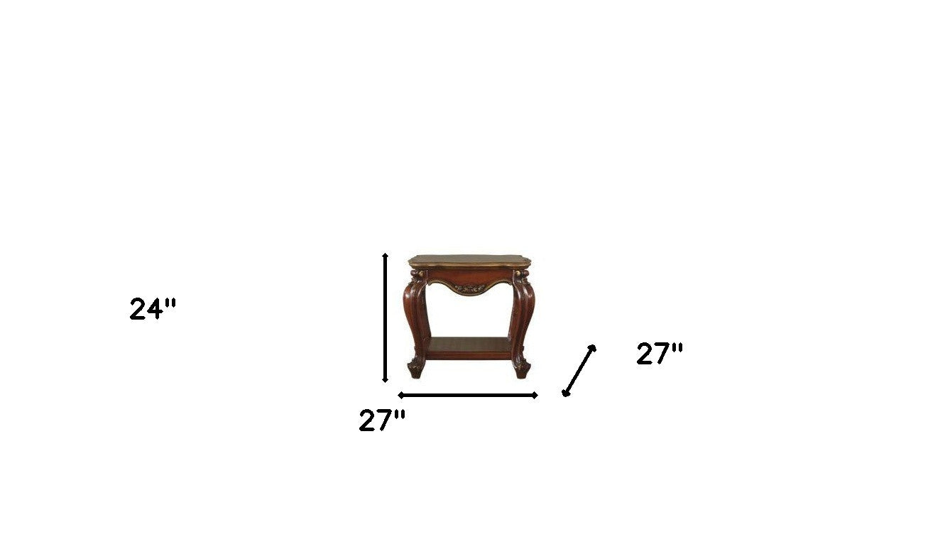 Oak Solid Wood Square End Table With Shelf By Homeroots | End Tables | Modishstore - 6
