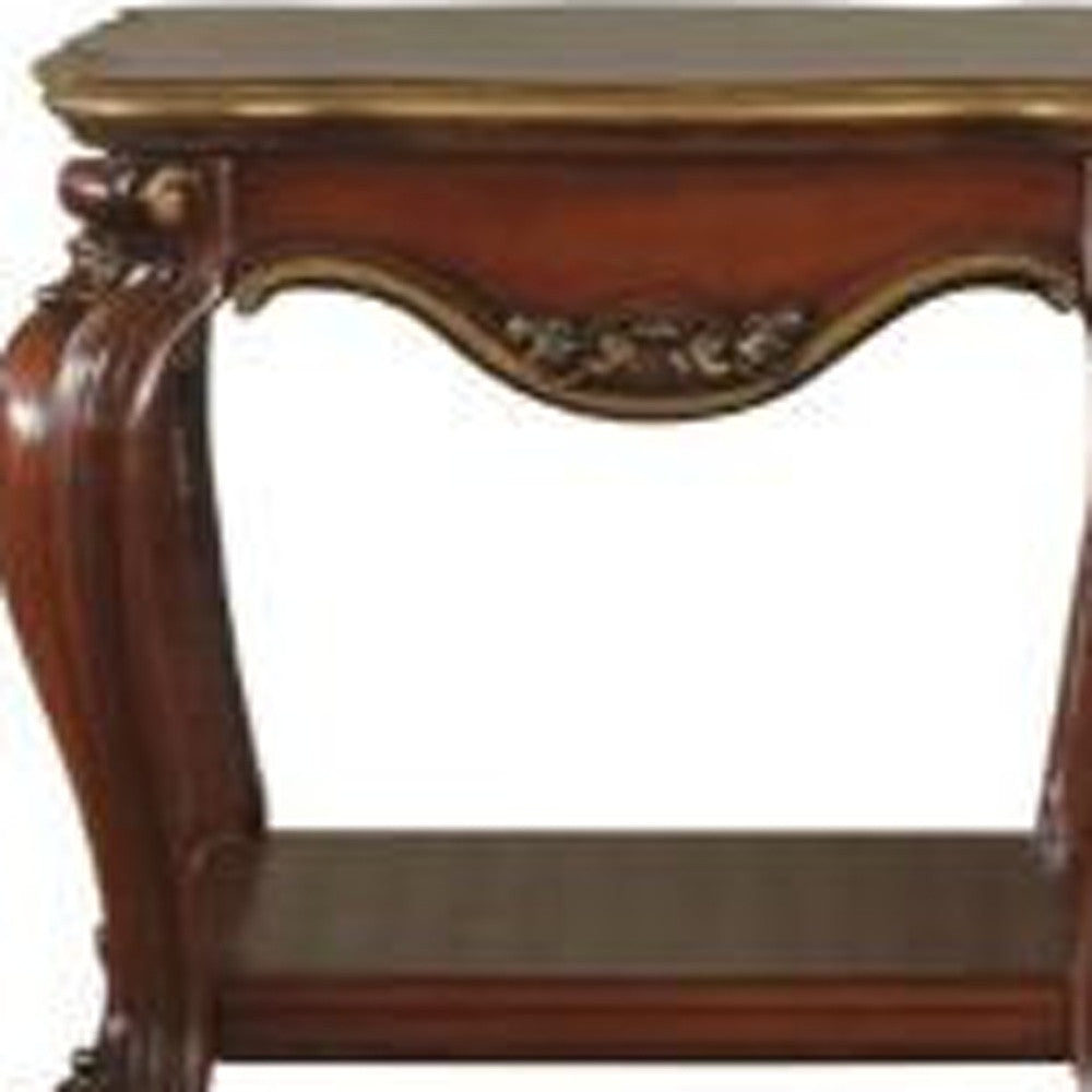 Oak Solid Wood Square End Table With Shelf By Homeroots | End Tables | Modishstore - 7