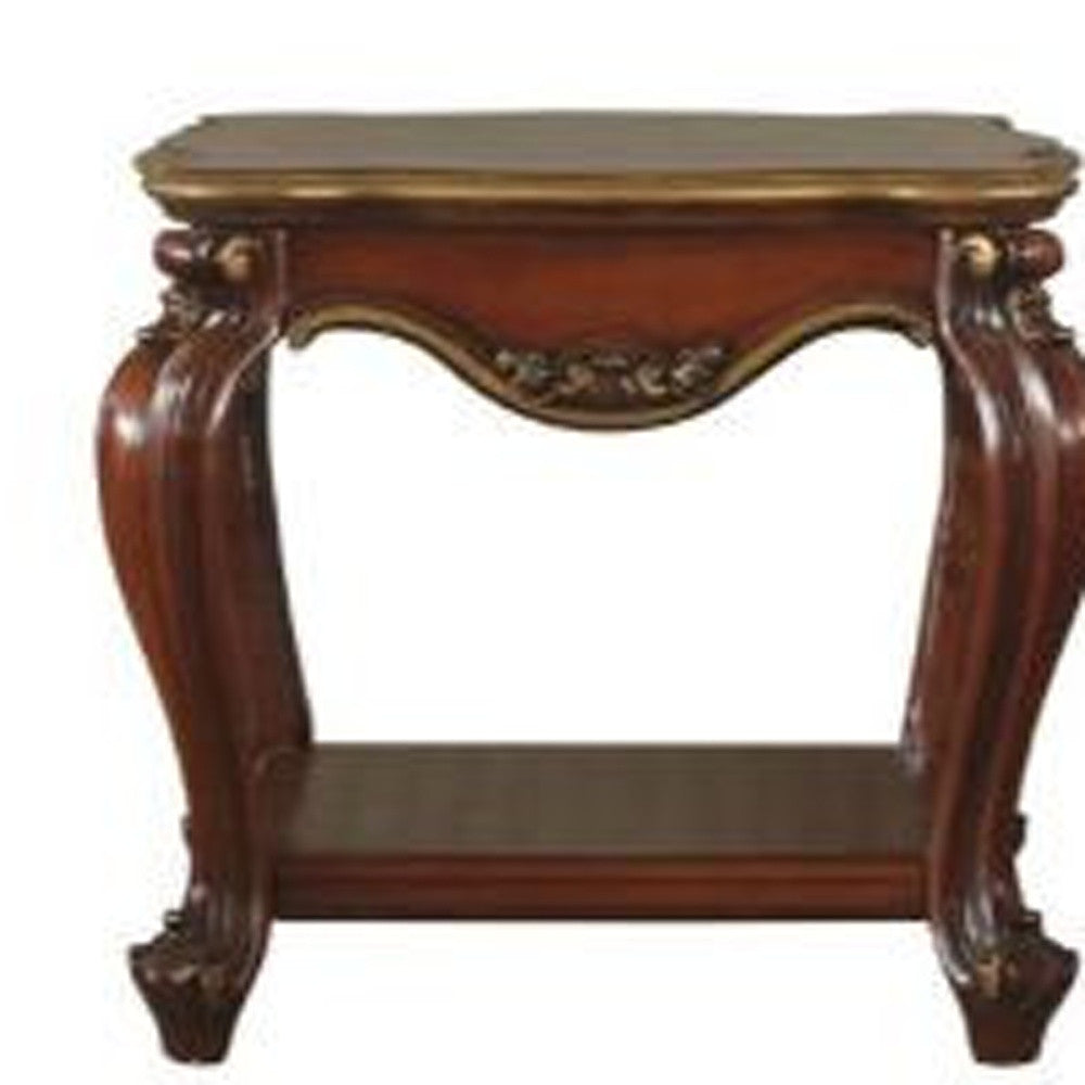 Oak Solid Wood Square End Table With Shelf By Homeroots | End Tables | Modishstore - 3