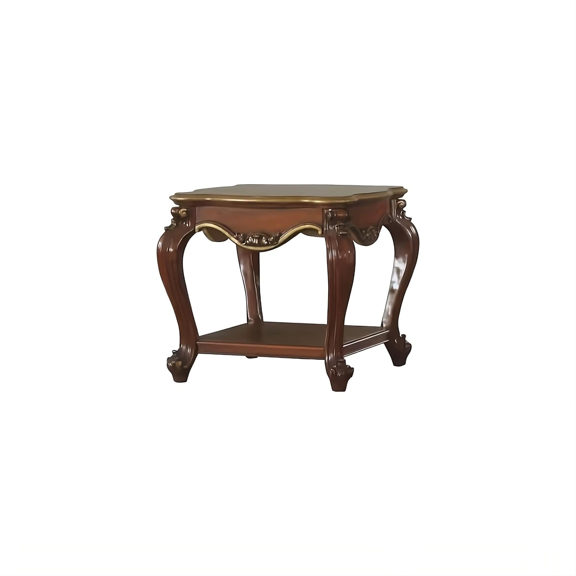 Oak Solid Wood Square End Table With Shelf By Homeroots | End Tables | Modishstore - 5
