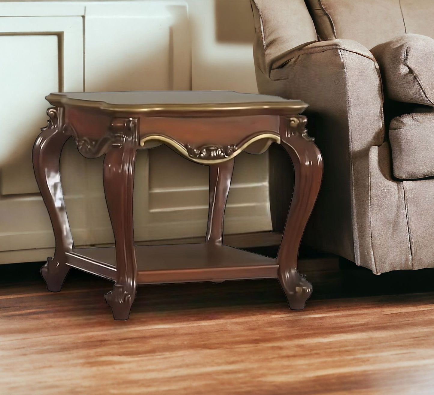 Oak Solid Wood Square End Table With Shelf By Homeroots | End Tables | Modishstore - 2