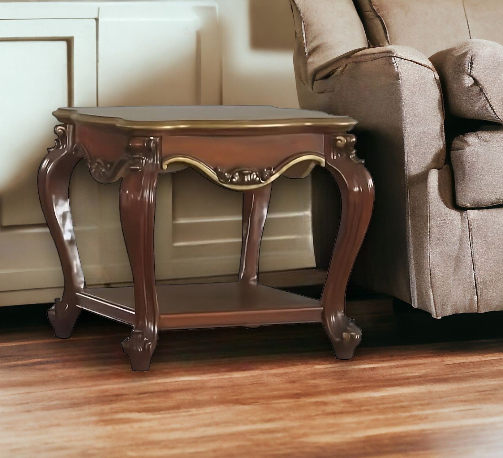 Oak Solid Wood Square End Table With Shelf By Homeroots | End Tables | Modishstore - 2