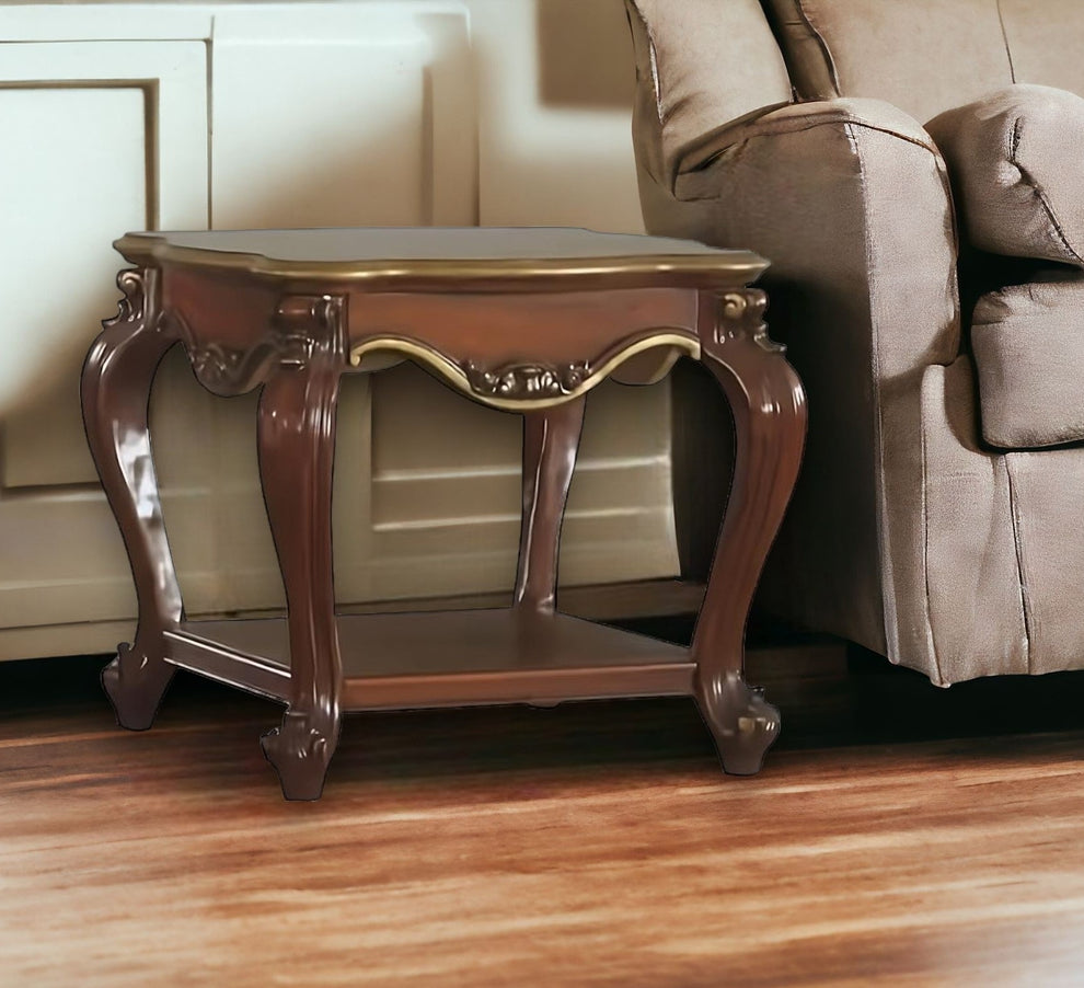 Oak Solid Wood Square End Table With Shelf By Homeroots | End Tables | Modishstore - 2