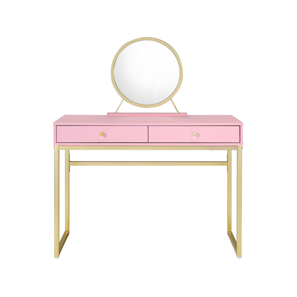 Pink Mirrored Two Drawer Dresser By Homeroots | Dressers | Modishstore - 2