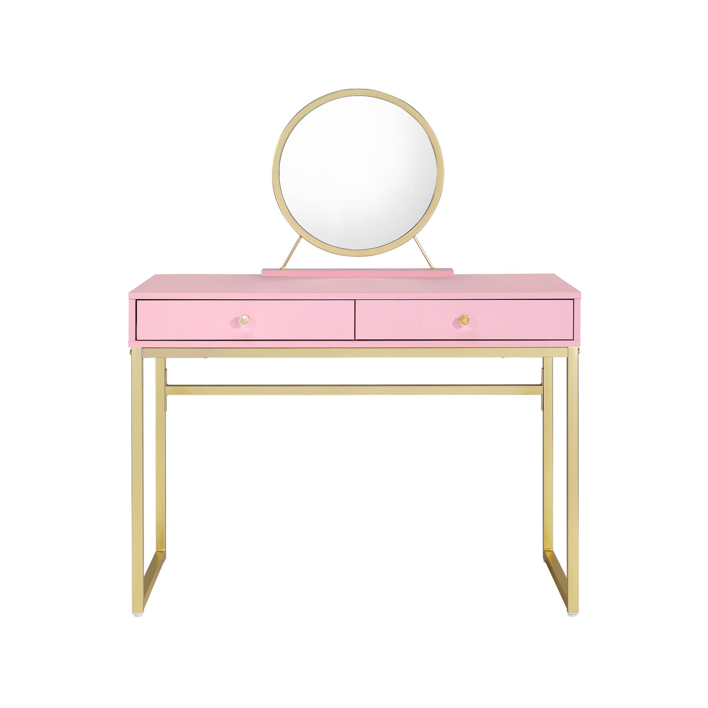 Pink Mirrored Two Drawer Dresser By Homeroots | Dressers | Modishstore - 3