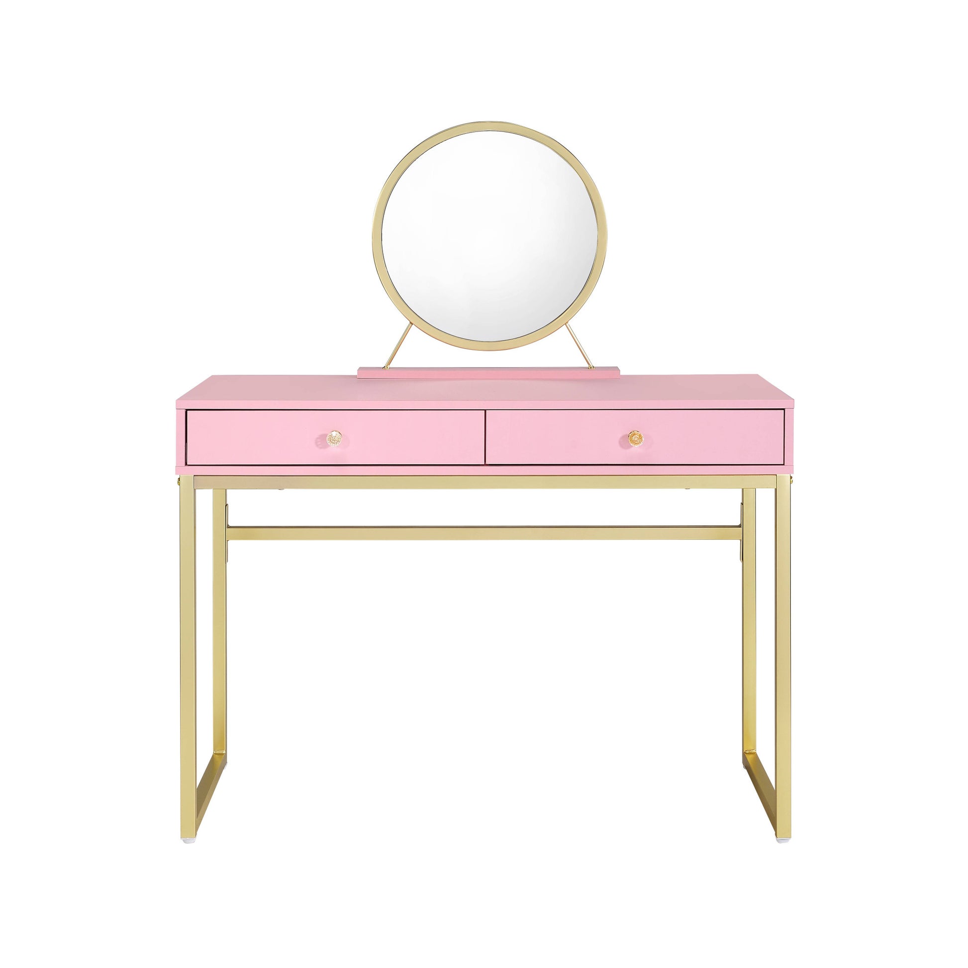 Pink Mirrored Two Drawer Dresser By Homeroots | Dressers | Modishstore - 3