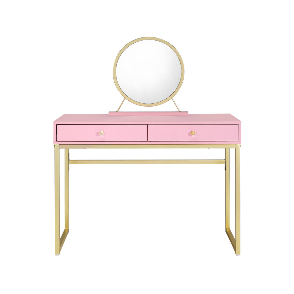 Pink Mirrored Two Drawer Dresser By Homeroots | Dressers | Modishstore - 3