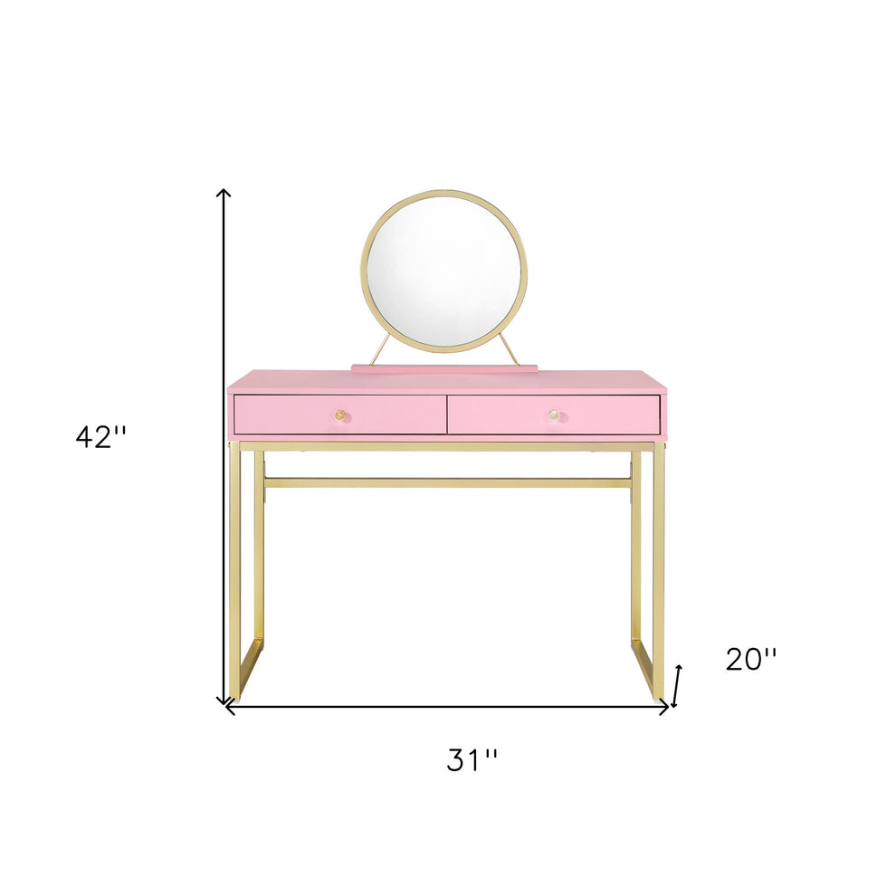 Pink Mirrored Two Drawer Dresser By Homeroots | Dressers | Modishstore - 6