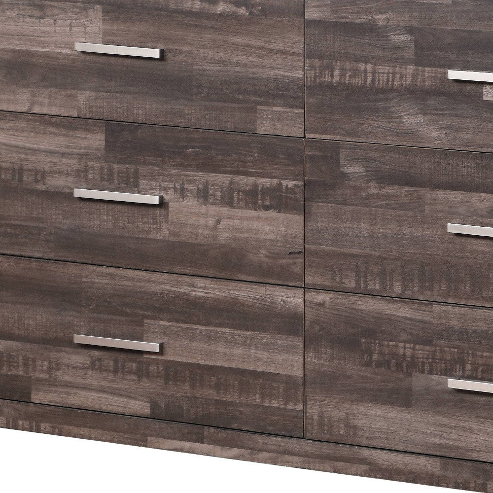 Dark Brown Solid and Manufactured Wood Six Drawer Double Dresser By Homeroots | Dressers | Modishstore - 4