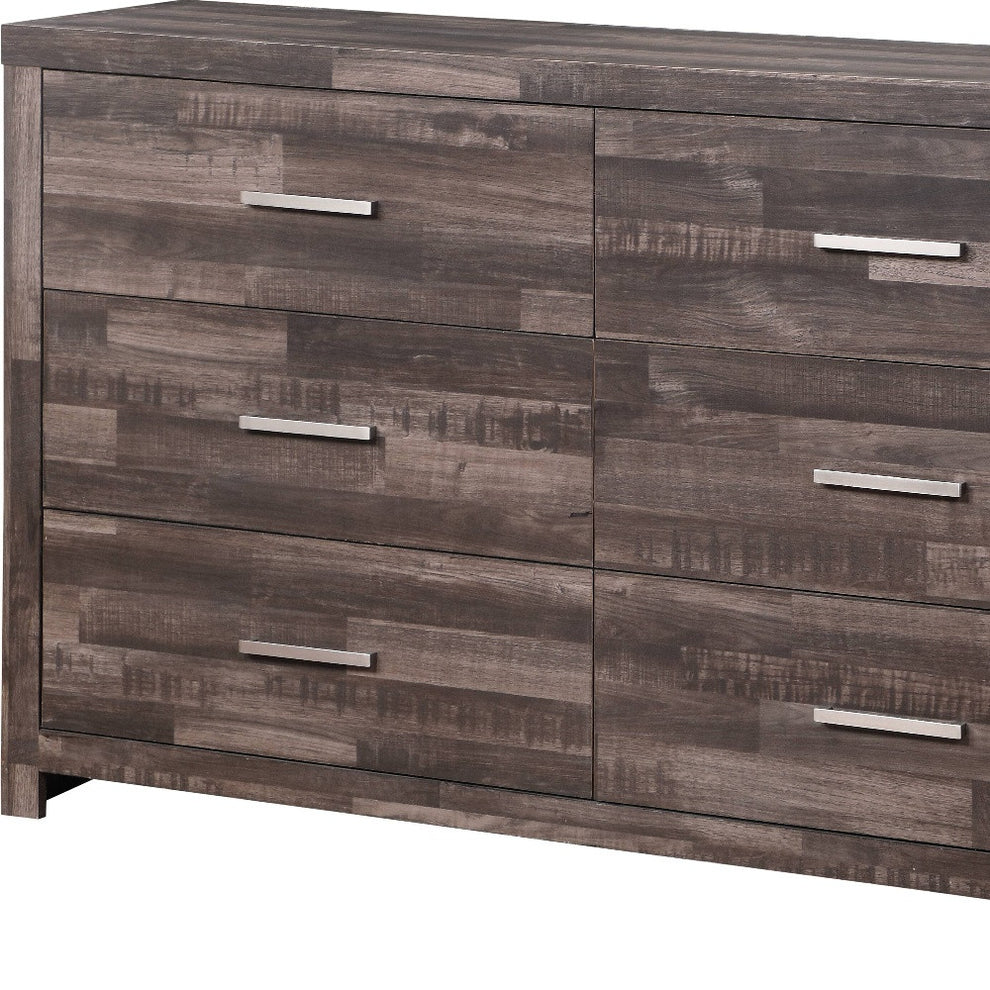 Dark Brown Solid and Manufactured Wood Six Drawer Double Dresser By Homeroots | Dressers | Modishstore - 6