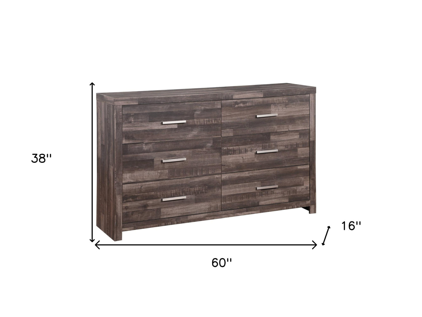 Dark Brown Solid and Manufactured Wood Six Drawer Double Dresser By Homeroots | Dressers | Modishstore - 5
