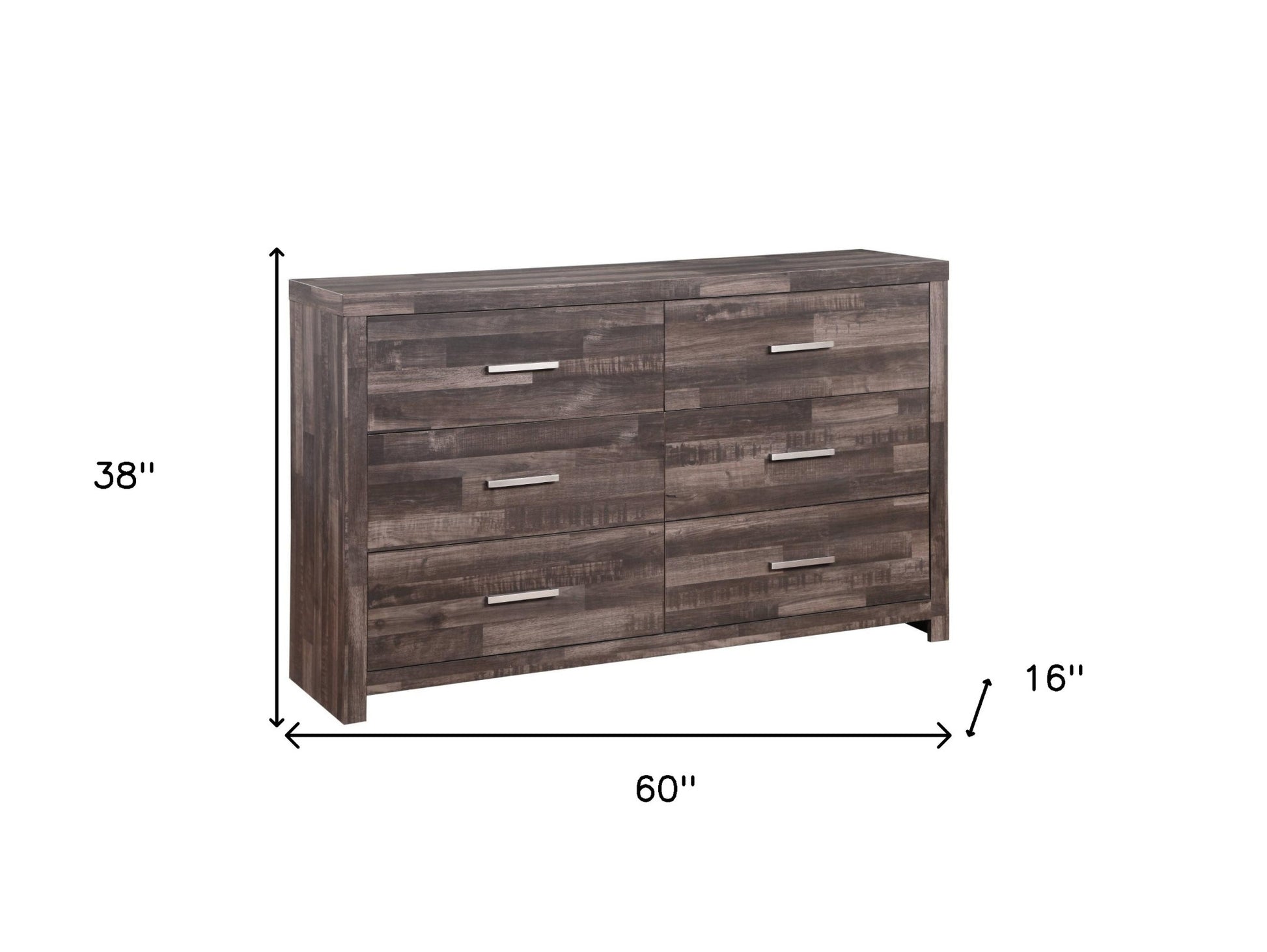 Dark Brown Solid and Manufactured Wood Six Drawer Double Dresser By Homeroots | Dressers | Modishstore - 5