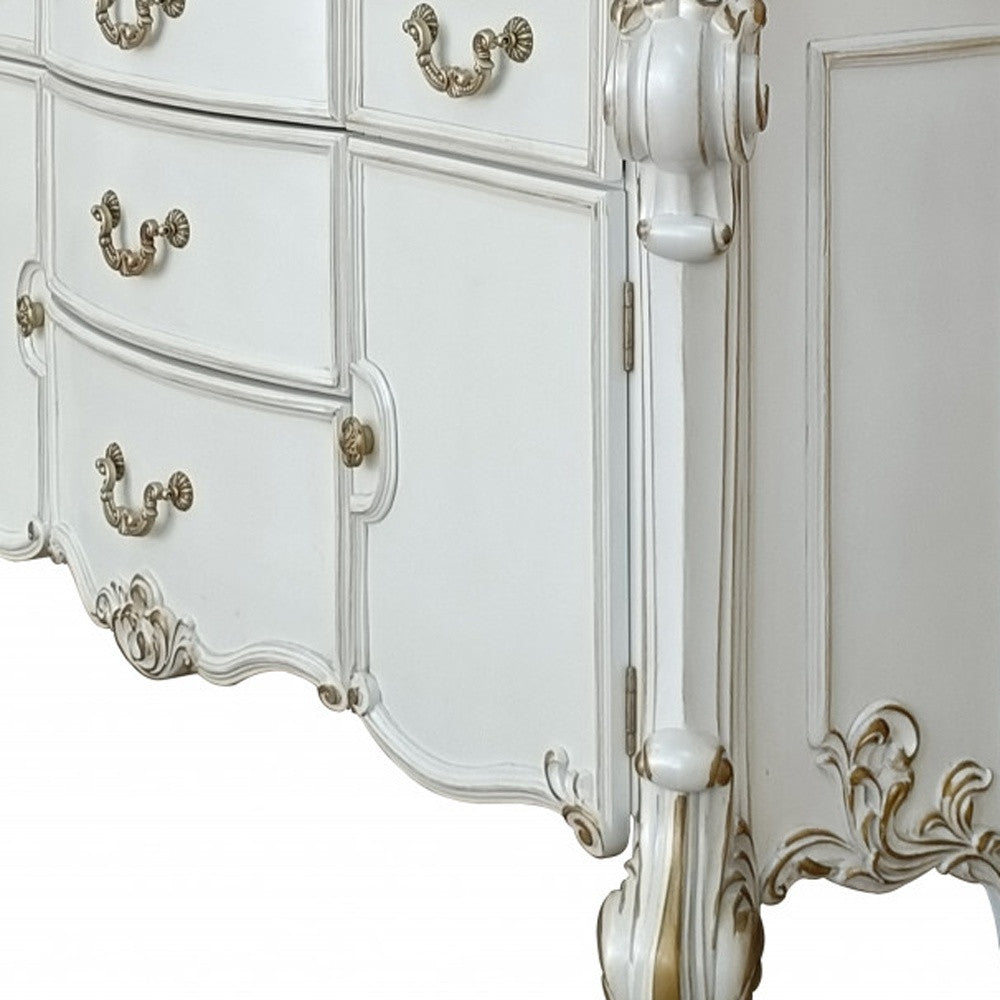 Pearl Solid and Manufactured Wood Five Drawer Triple Dresser By Homeroots | Dressers | Modishstore - 3