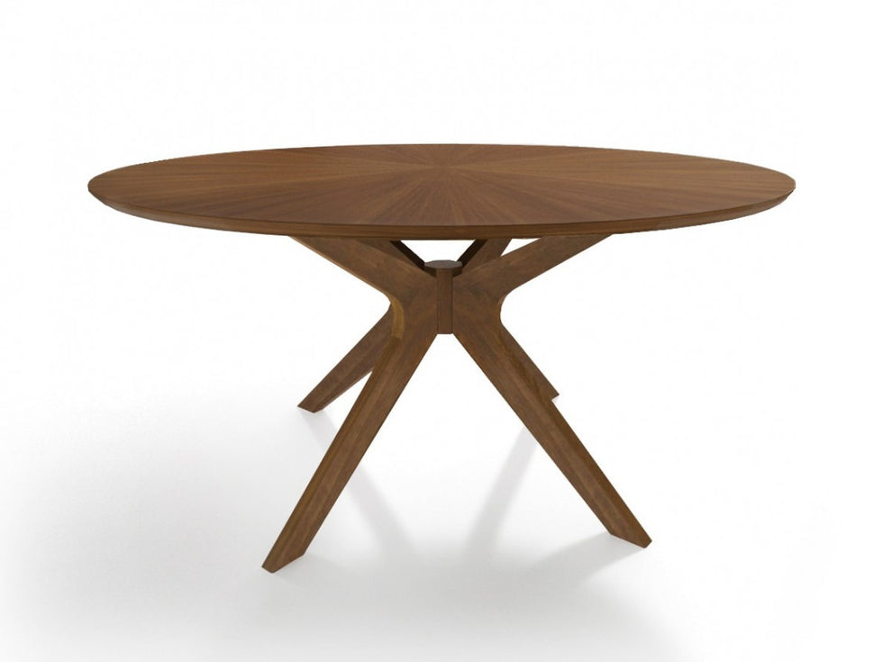 Brown Rounded Pedestal Base Dining Table By Homeroots | Dining Tables | Modishstore - 2