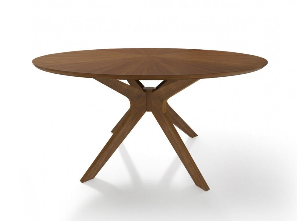 Brown Rounded Pedestal Base Dining Table By Homeroots | Dining Tables | Modishstore - 3
