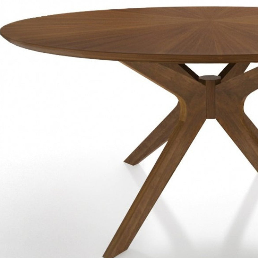 Brown Rounded Pedestal Base Dining Table By Homeroots | Dining Tables | Modishstore - 4