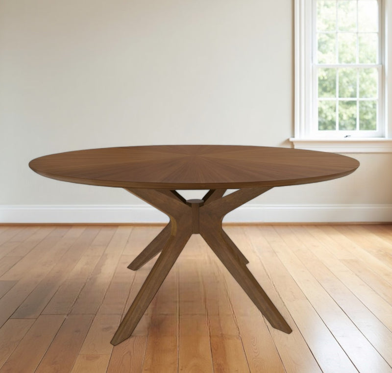 Brown Rounded Solid Manufactured Wood Pedestal Base Dining Table By Homeroots | Dining Tables | Modishstore - 1