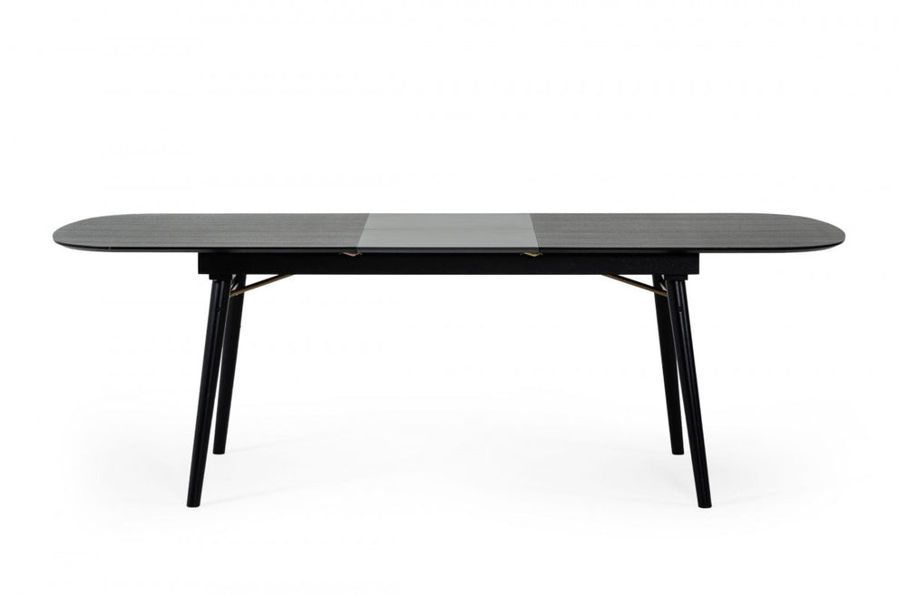 Black Rectangular Manufactured Wood Butterfly Leaf Dining Table By Homeroots | Dining Tables | Modishstore - 2