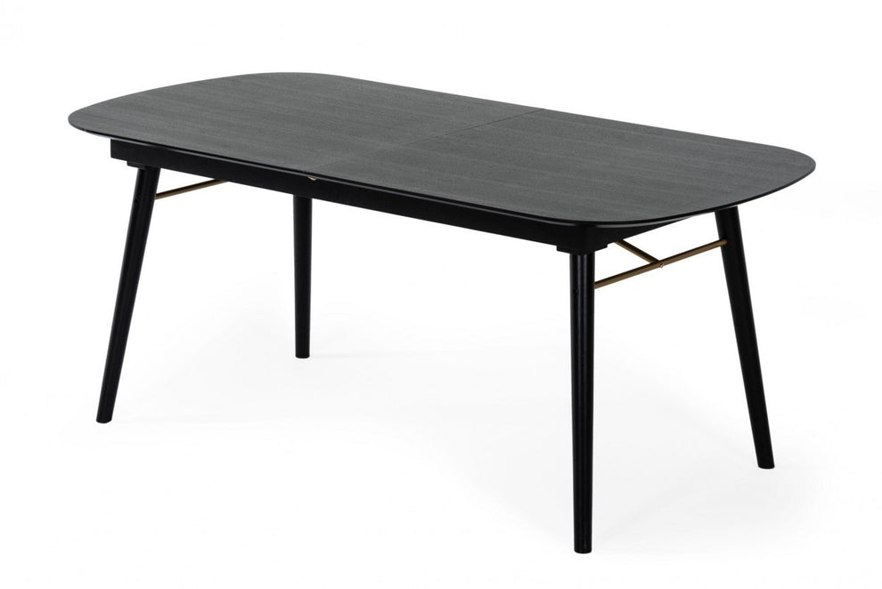 Black Rectangular Manufactured Wood Butterfly Leaf Dining Table By Homeroots | Dining Tables | Modishstore - 3