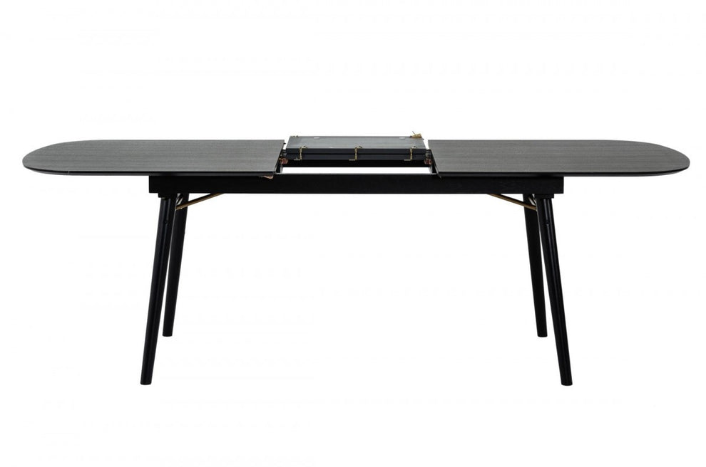 Black Rectangular Manufactured Wood Butterfly Leaf Dining Table By Homeroots | Dining Tables | Modishstore - 4