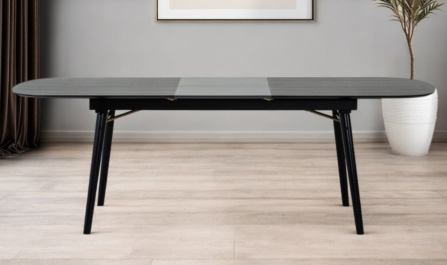 Black Rectangular Manufactured Wood Butterfly Leaf Dining Table By Homeroots | Dining Tables | Modishstore - 1