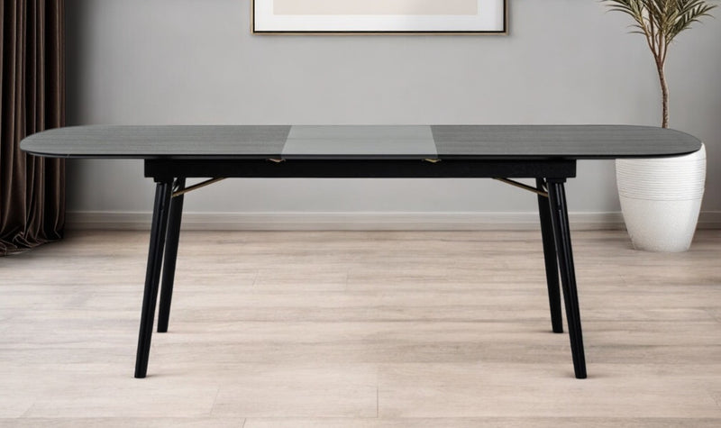 Black Rectangular Manufactured Wood Butterfly Leaf Dining Table By Homeroots | Dining Tables | Modishstore - 1