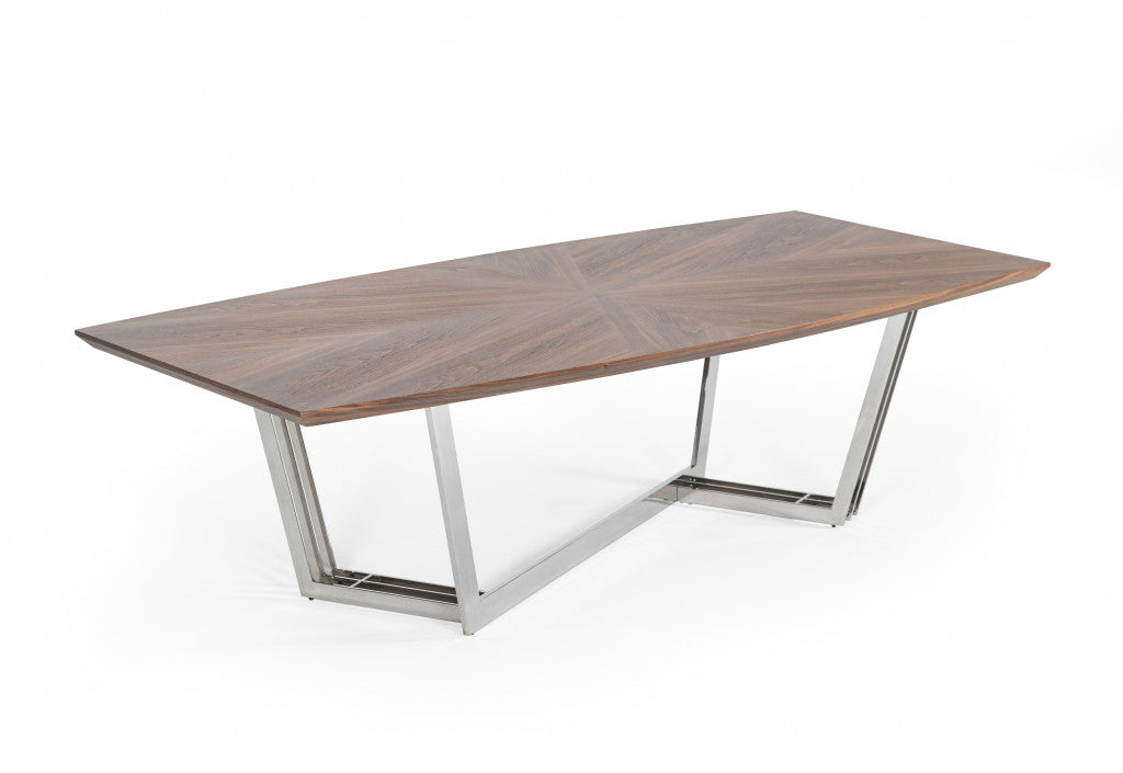 Walnut And Silver Rectangular Manufactured Wood And Iron Dining Table By Homeroots | Dining Tables | Modishstore - 2