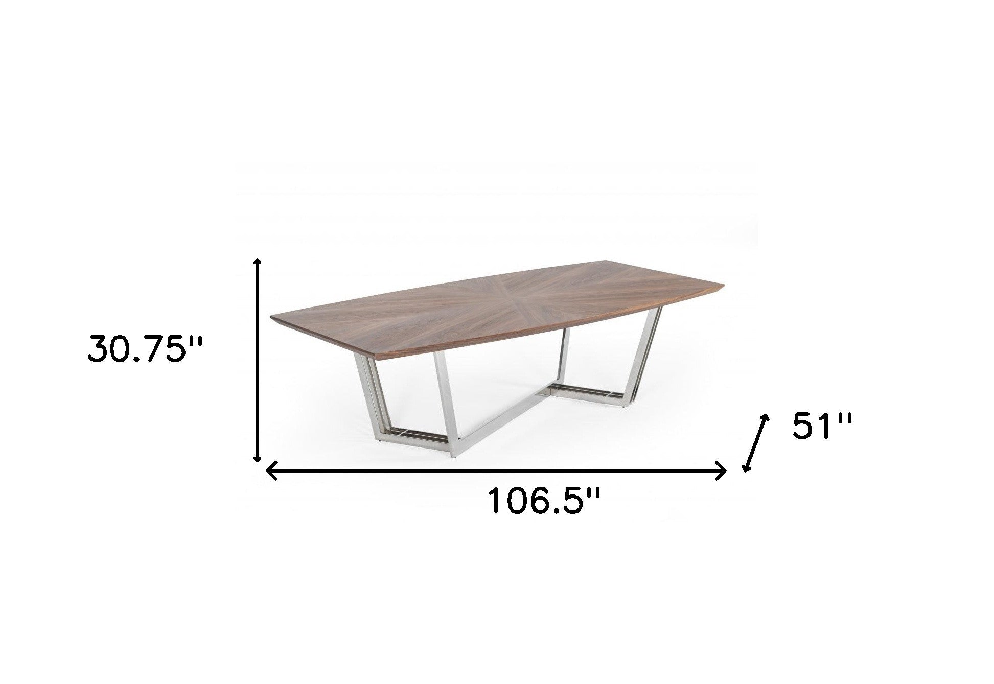 Walnut And Silver Rectangular Manufactured Wood And Iron Dining Table By Homeroots | Dining Tables | Modishstore - 4