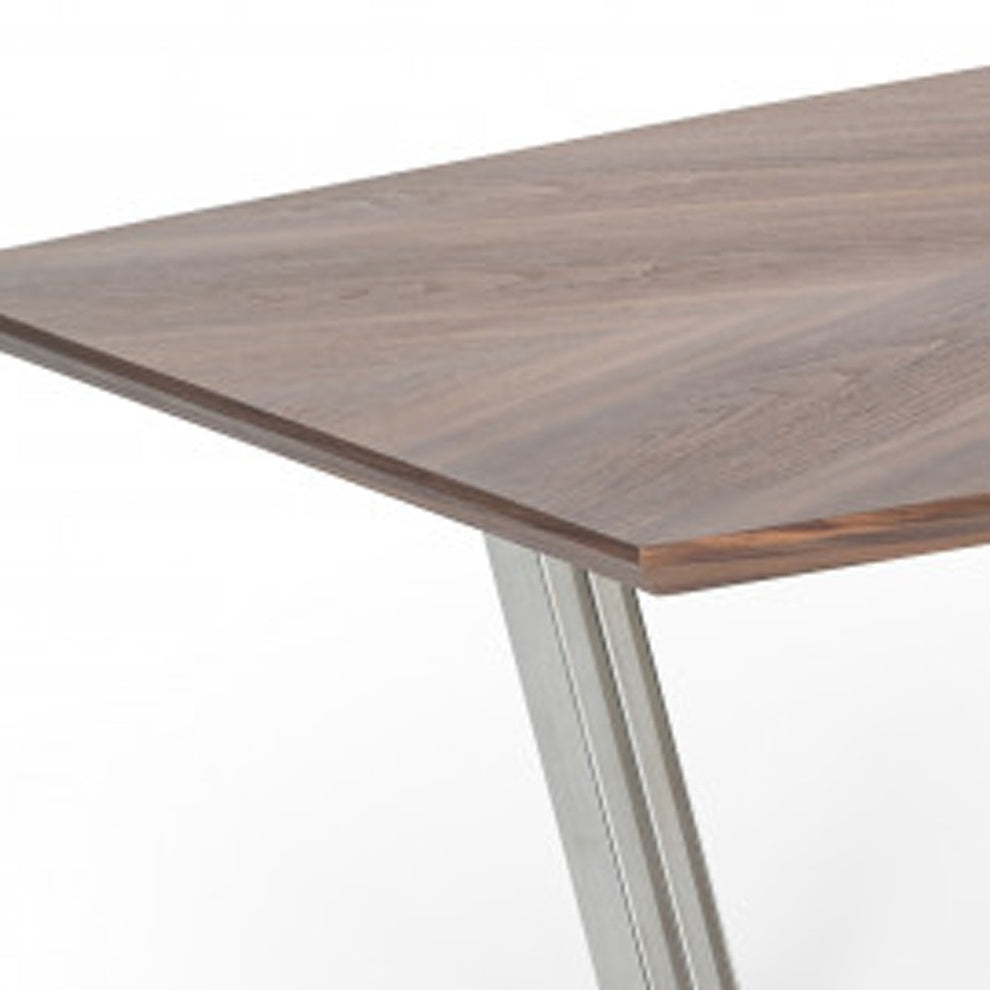 Walnut And Silver Rectangular Manufactured Wood And Iron Dining Table By Homeroots | Dining Tables | Modishstore - 3
