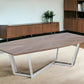 Walnut And Silver Rectangular Manufactured Wood And Iron Dining Table By Homeroots | Dining Tables | Modishstore - 1