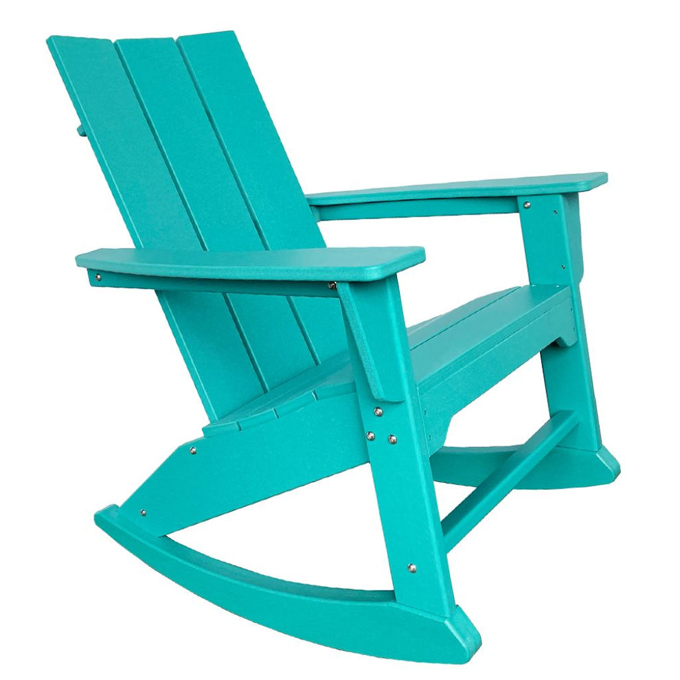 Blue Heavy Duty Plastic Indoor Outdoor Rocking Chair By Homeroots | Outdoor Chairs | Modishstore - 2