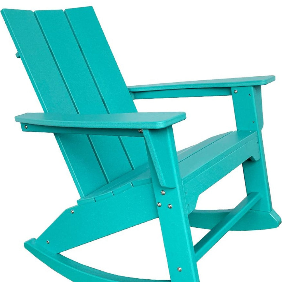 Blue Heavy Duty Plastic Indoor Outdoor Rocking Chair By Homeroots | Outdoor Chairs | Modishstore - 4