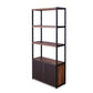 Brown And Black Metal Three Tier Bookcase with Two Doors By Homeroots | Bookcases | Modishstore - 2