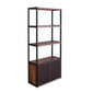 Brown And Black Metal Three Tier Bookcase with Two Doors By Homeroots | Bookcases | Modishstore - 6