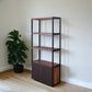 Brown And Black Metal Three Tier Bookcase with Two Doors By Homeroots | Bookcases | Modishstore - 1
