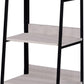 Natural and Black Metal Three Tier Ladder Bookcase By Homeroots | Bookcases | Modishstore - 2