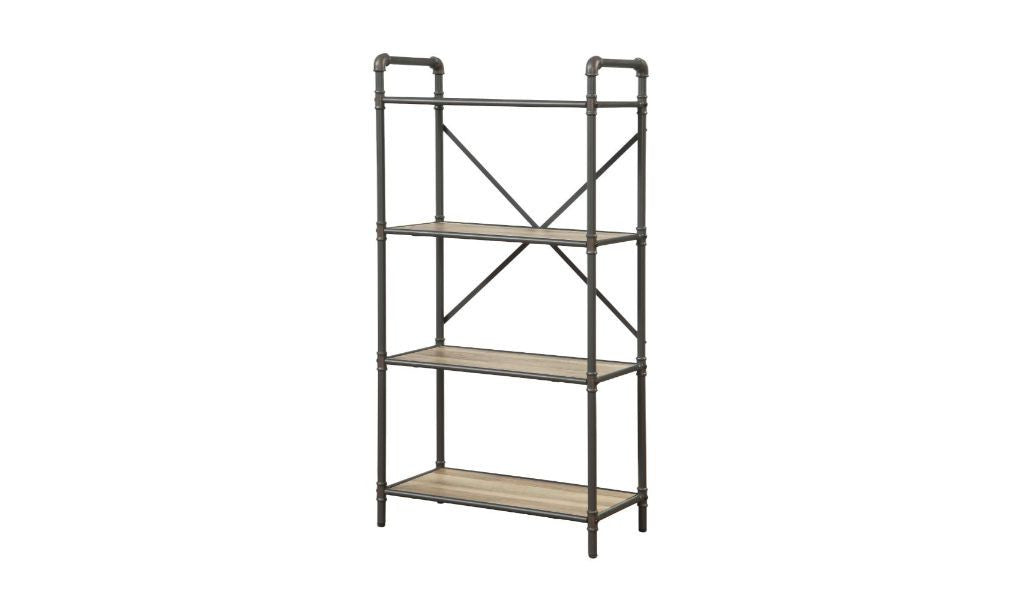 Gray Brown Metal Four Tier Etagere Bookcase By Homeroots | Bookcases | Modishstore - 6