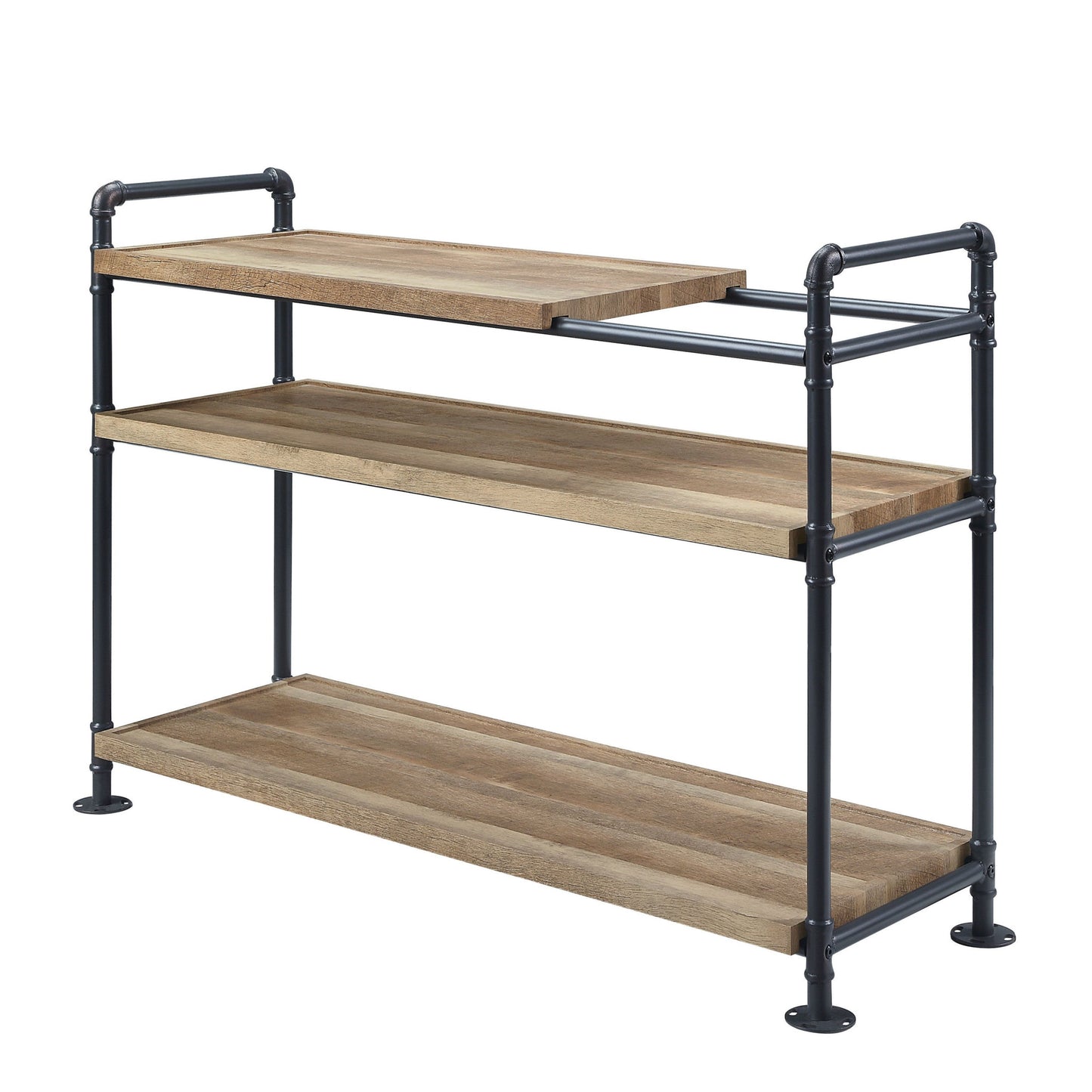 Brown And Black Metal Three Tier Etagere Bookcase By Homeroots | Bookcases | Modishstore - 1