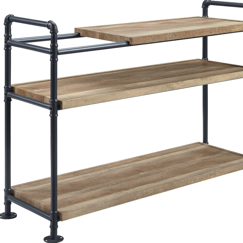 Brown And Black Metal Three Tier Etagere Bookcase By Homeroots | Bookcases | Modishstore - 2