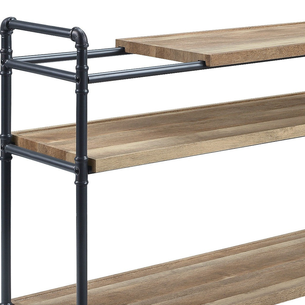 Brown And Black Metal Three Tier Etagere Bookcase By Homeroots | Bookcases | Modishstore - 3