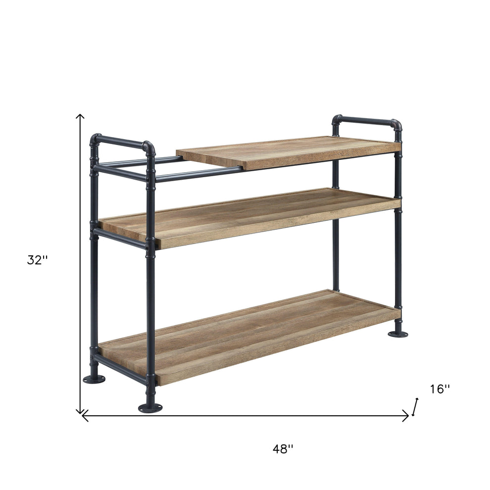 Brown And Black Metal Three Tier Etagere Bookcase By Homeroots | Bookcases | Modishstore - 5