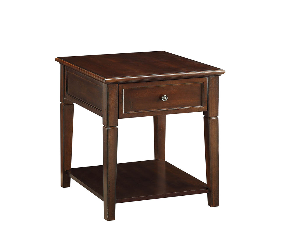 Walnut Manufactured Wood Rectangular End Table With Drawer And Shelf By Homeroots | End Tables | Modishstore - 4