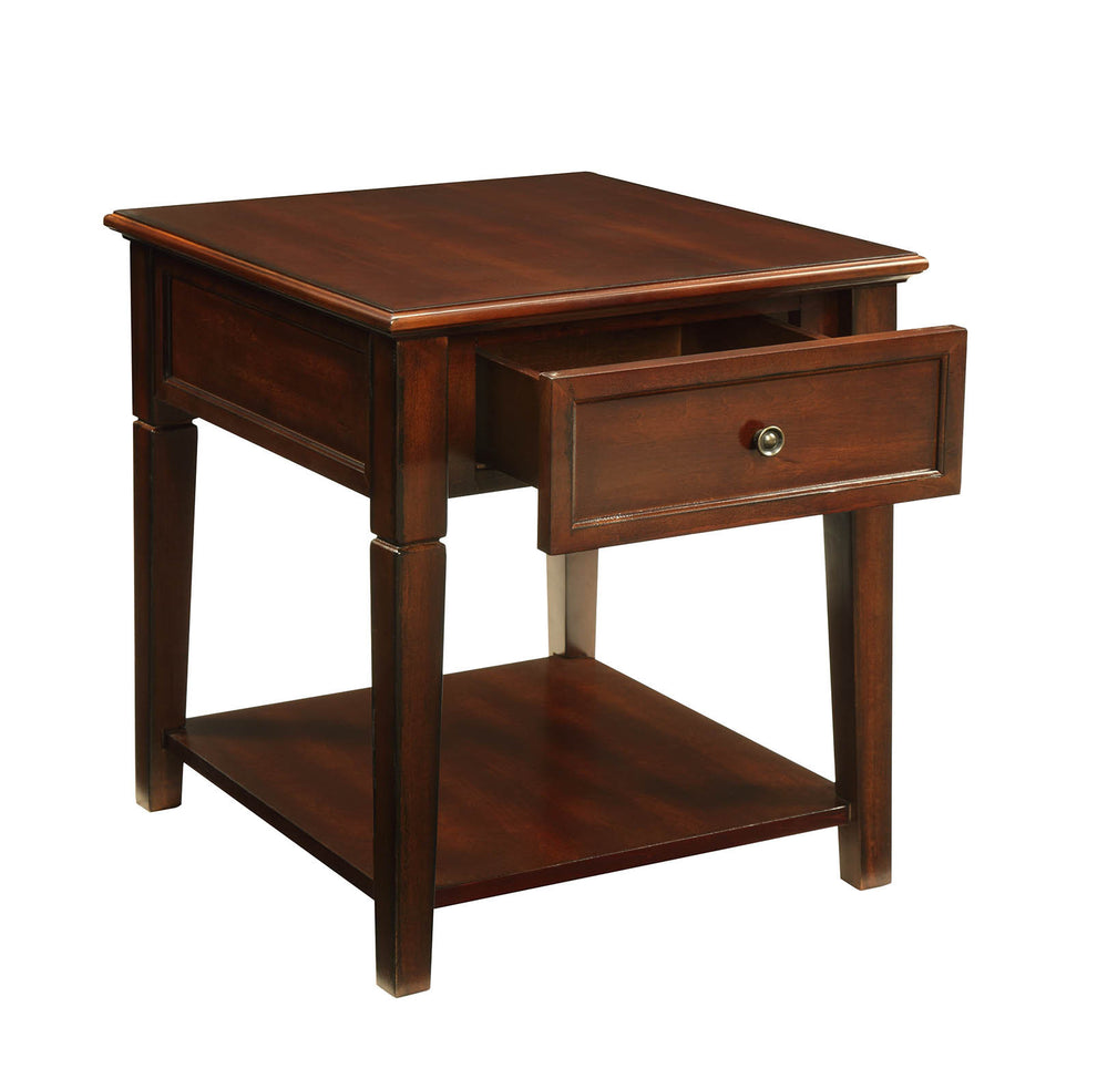 Walnut Manufactured Wood Rectangular End Table With Drawer And Shelf By Homeroots | End Tables | Modishstore - 5