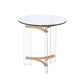 Gold And Clear Glass And Metal Round End Table By Homeroots | End Tables | Modishstore - 1