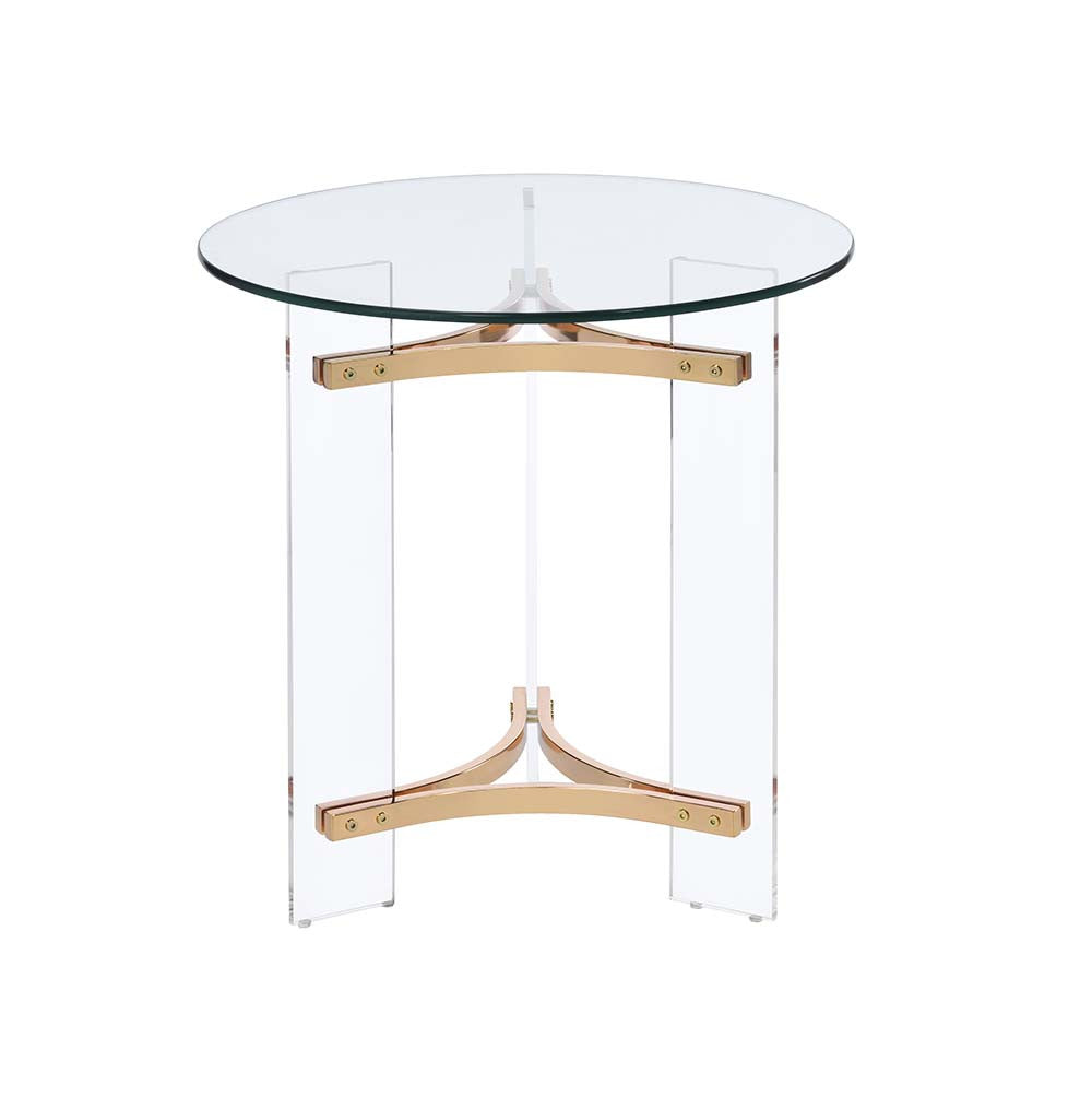 Gold And Clear Glass And Metal Round End Table By Homeroots | End Tables | Modishstore - 6