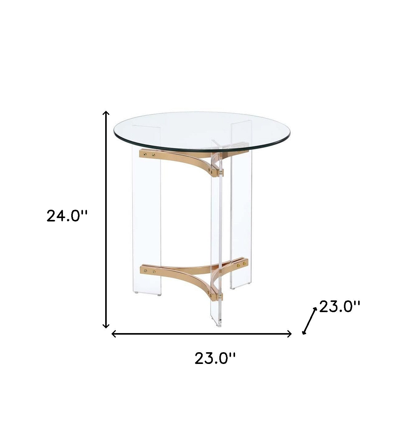 Gold And Clear Glass And Metal Round End Table By Homeroots | End Tables | Modishstore - 5