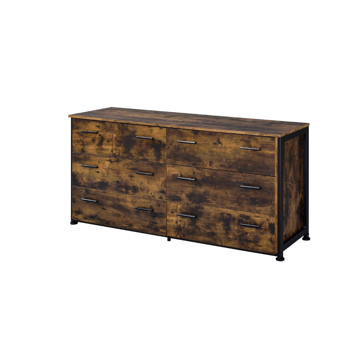Brown and Black Six Drawer Double Dresser By Homeroots | Dressers | Modishstore - 3